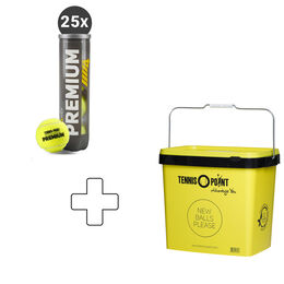 Balles De Tennis Tennis-Point 25x Premium Tennisball 4er plus Balleimer eckig